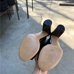 Salvatore Ferragamo Black Patent Block Heel Sandals